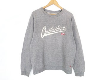 Quiksilver Spellout Surfboards Spellout Pullover Jumper Sweatshirt Hawaiian Beach Surfwear Style Surf