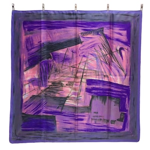 Abstract Purple Silk Scarf Vintage (31.5”x”32)