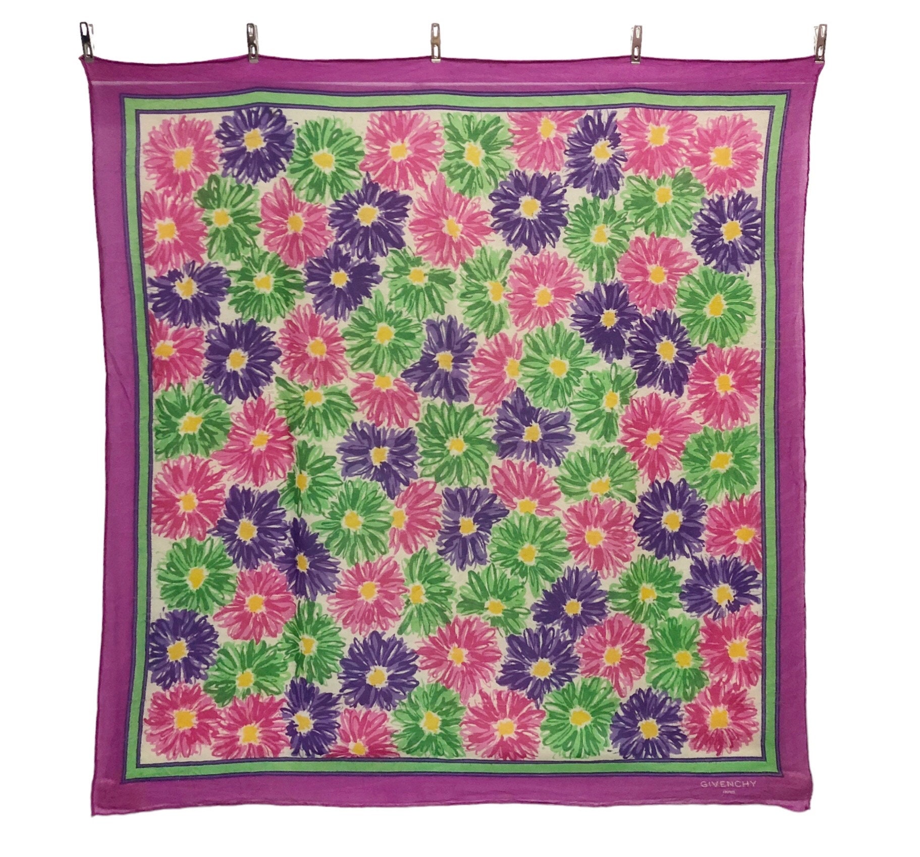 ジバンシィ フラワー シルク スカーフ ヴィンテージ (32”x”33.5