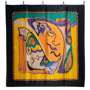 Graphics Art Silk Scarf Vintage (33”x”35)