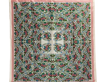 Echo Flower Silk Scarf Vintage (26.5”x”27)