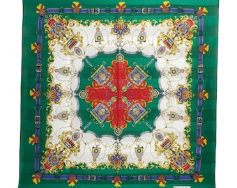 Bufanda abstracta de poliéster vintage (34,5” x 35,5”)