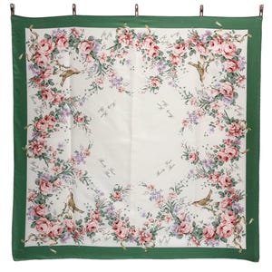 Flower Bird Polyester Scarf Vintage (34”x”33.5)