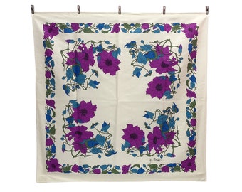 Jim Thompson Flower Thai Silk Scarf Vintage (34.5”x”34.5)