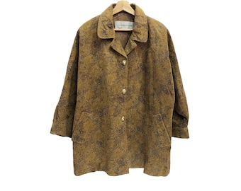 Leather Art Design Flower Florals Jacket Women Made Italy Vintage