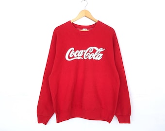 Sudadera con capucha y cremallera con el logo de Coca Cola Spellout, estilo vintage de los años 90, talla L