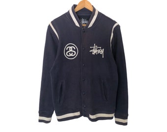 Stussy Spellout Pullover Jumper Varsity Jacket Button up
