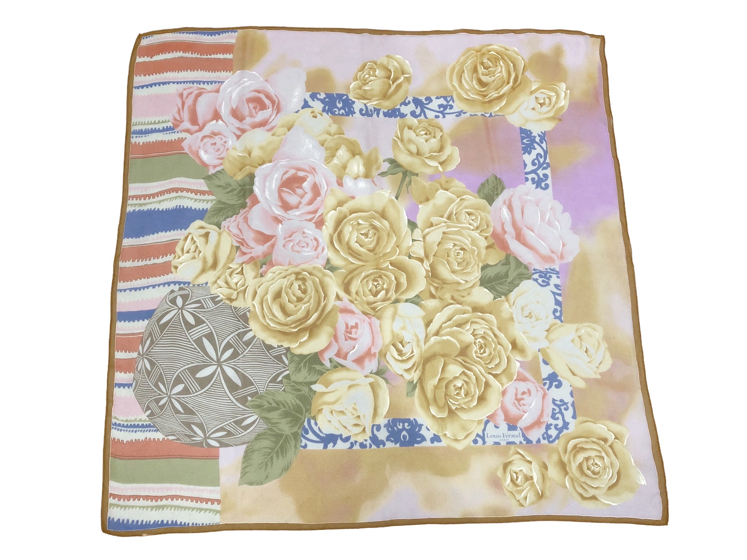 Louis Feraud vintage シルクスカーフ Vintage Louis Feraud Silk Scarf, Louis Feraud Silk Muffler