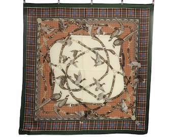 Daks Hunting Habitat Silk Scarf Vintage (33.5”x”34.5)