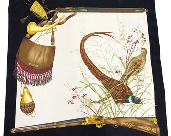 Gucci “bird Floral” Silk Scarf Vintage (34”x”34) Rare!! Gucci