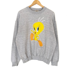 Tweety Warner Bros Cartoon Spellout Pullover Jumper Sweatshirt Vintage 90s