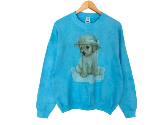 Dog Cute Pullover Jumper Sweatshirt Vintage 90s /… - image 1