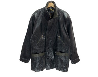 Vintage 80s 90s Leather Jacket Size L (44 Women's Size) Yorn