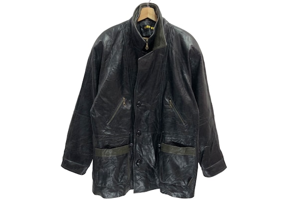 Black Leather Jacket Vintage 80s 90s - Etsy