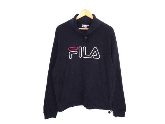 Fila Big Logo Spellout Embroidery Sweatshirt Flee… - image 1