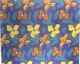 Torrente Paris Flowers Silk Scarf Vintage (40”x”45)