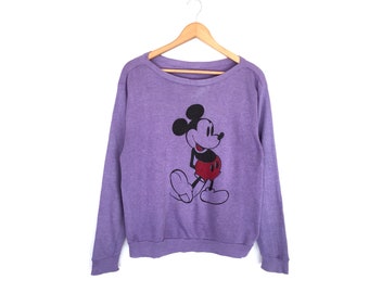 Mickey Mouse Walt Disney Cartoon Pullover Jumper Sweatshirt Vintage 80s