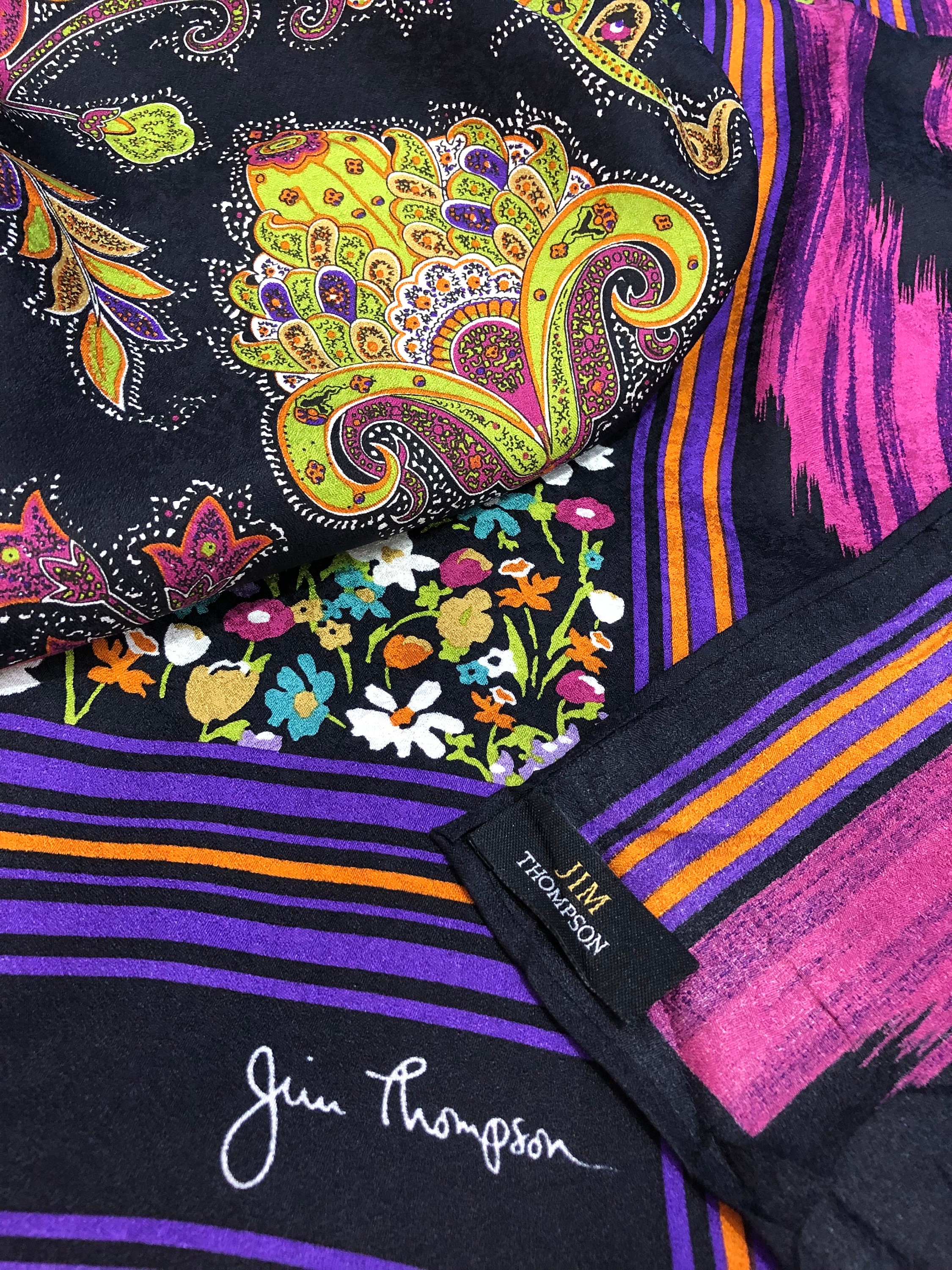 Vintage Jim Thompson Silk Scarf Neckerchief Neckwear Muffler