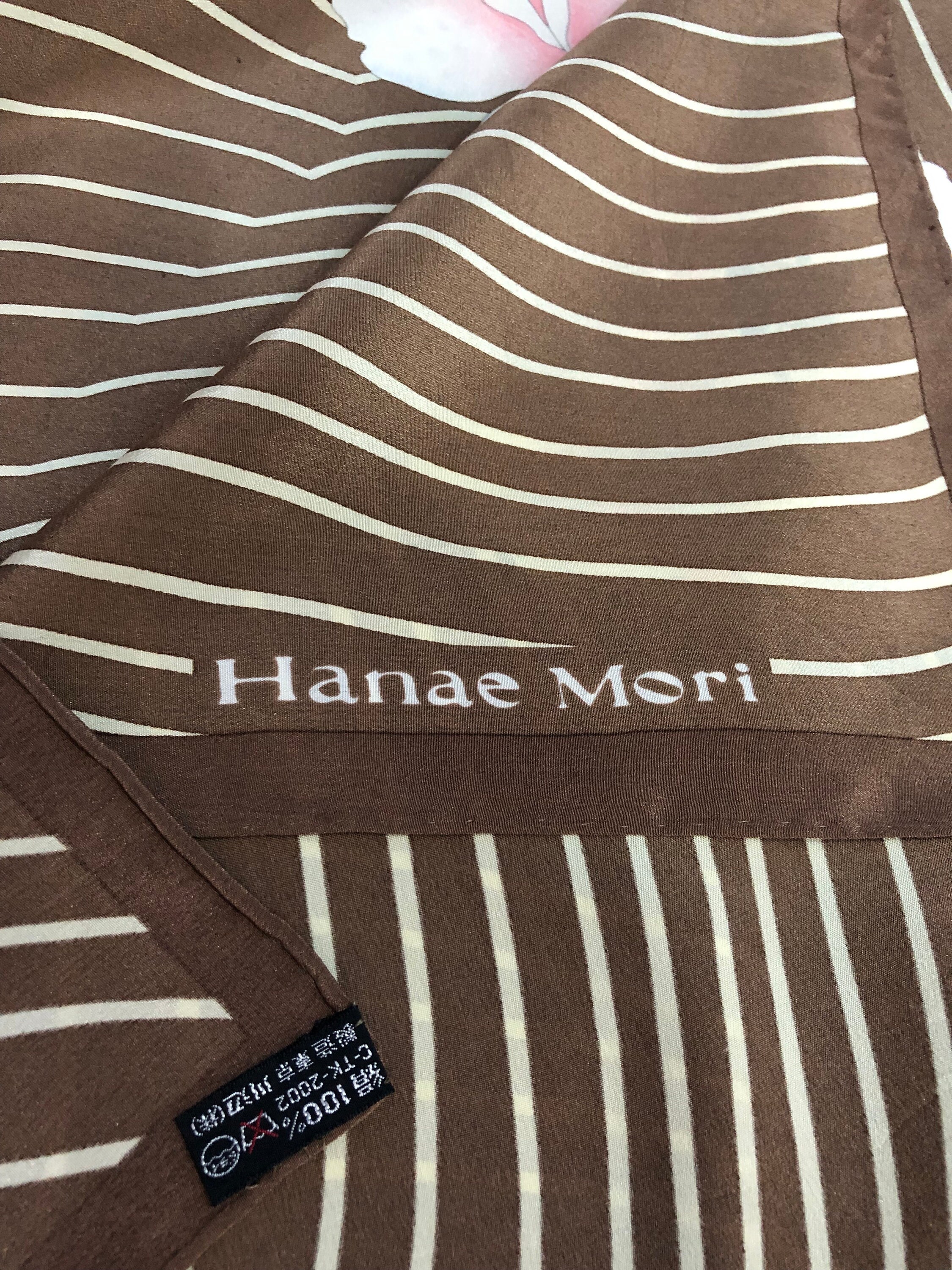 Foulard Soie Vintage HANEA MORI - 80x82 Cm - Violet - Occasion En Bon état