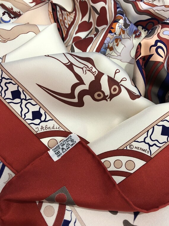 Hermes “les Nrintemns De Theza” Silk Scarf Vintage (35”x”34