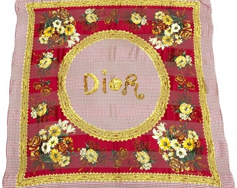 Christian Dior “Floral Flower” Silk Scarf Vintage (40.5”x”41.5)