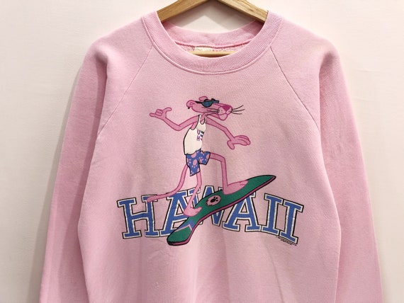 Pink Panther Hawaii Cartoon Spellout Pullover Jumpet Sweatshirt