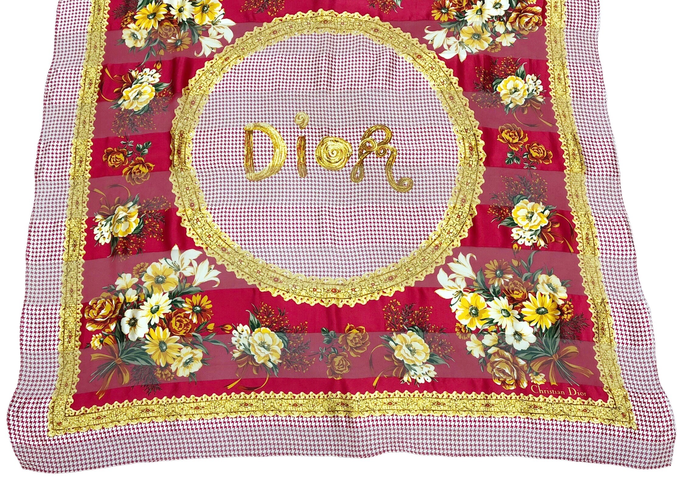 Christian Dior “floral Flower” Silk Scarf Vintage (40.5”x