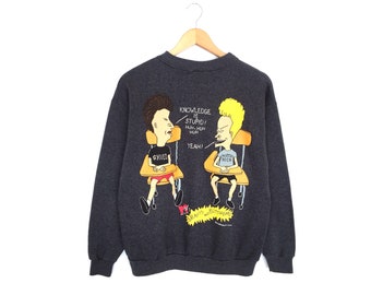 Sudadera con capucha y jersey multicolor de Beavis And Butt Head, MTV Music Television, MTV Networks, Spellout, vintage, años 90
