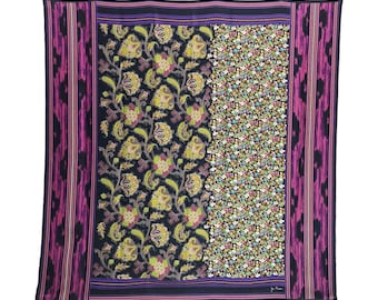 Jim Thompson Floral Flower Thai Silk Scarf Vintage (52.5”x”54)