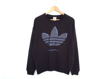 Adidas Trefoil Big Logo Spellout Pullover Jumper Sweatshirt Vintage 90s Adidas Sportwear