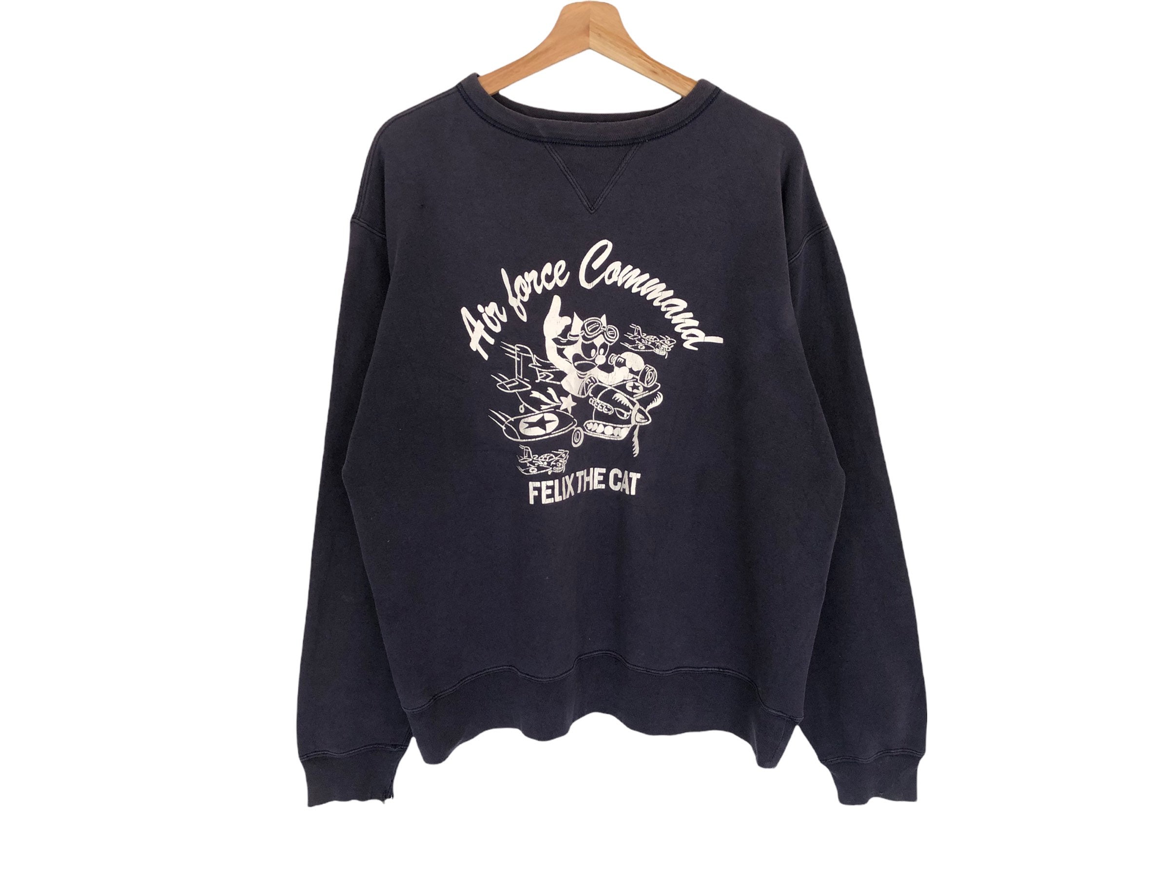 Felix the Cat Cartoon Spellout Pullover Jumper Sweatshirt Faded
