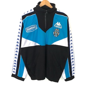 Rare!! Kappa Big Logo Spellout Pullover Jumper Sweatshirt Half Zip Juventus Soccer Danone Football Team Vintage 80s Size L
