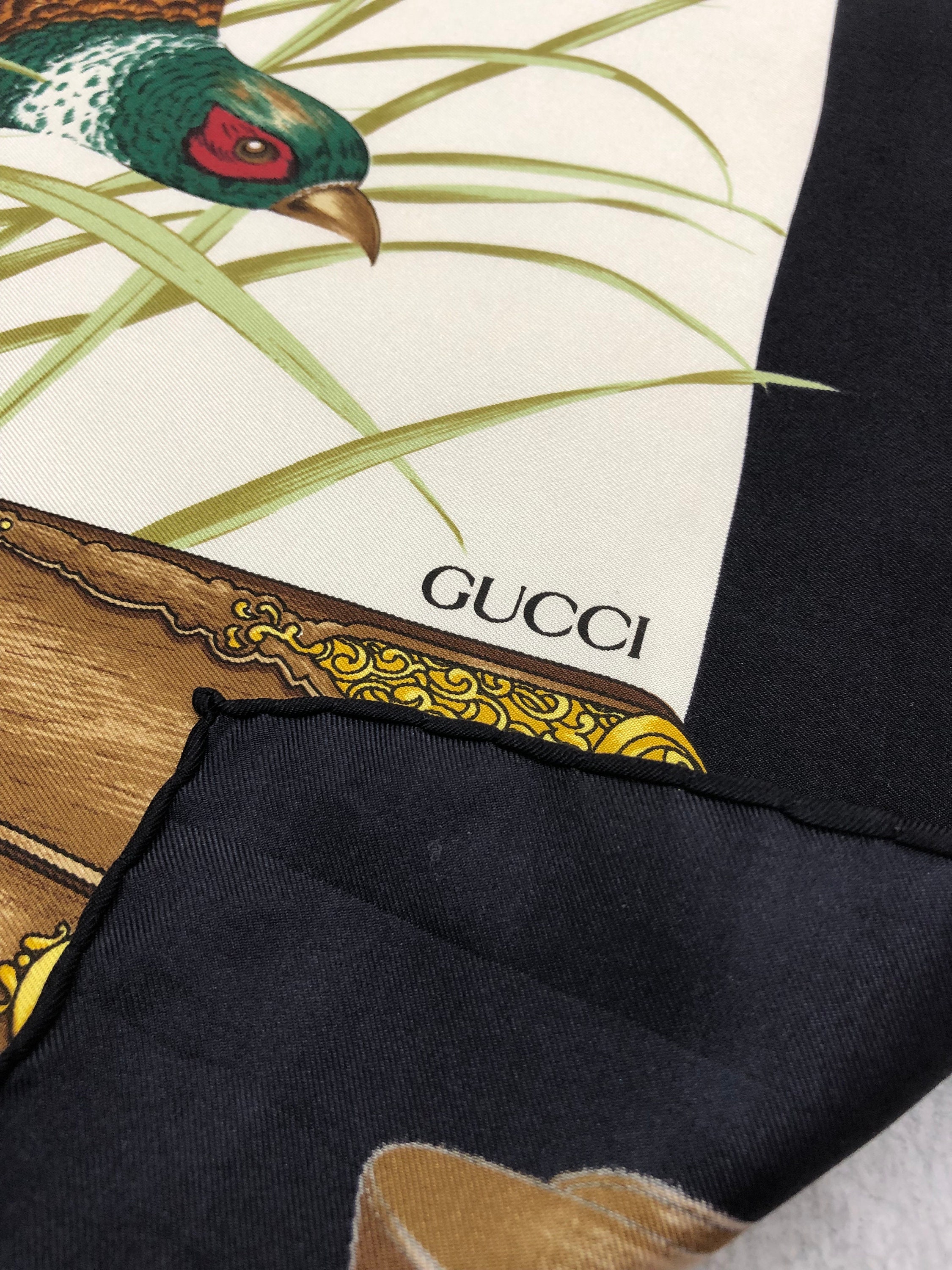 Gucci “bird Floral” Silk Scarf Vintage (34”x”34) Rare!! Gucci
