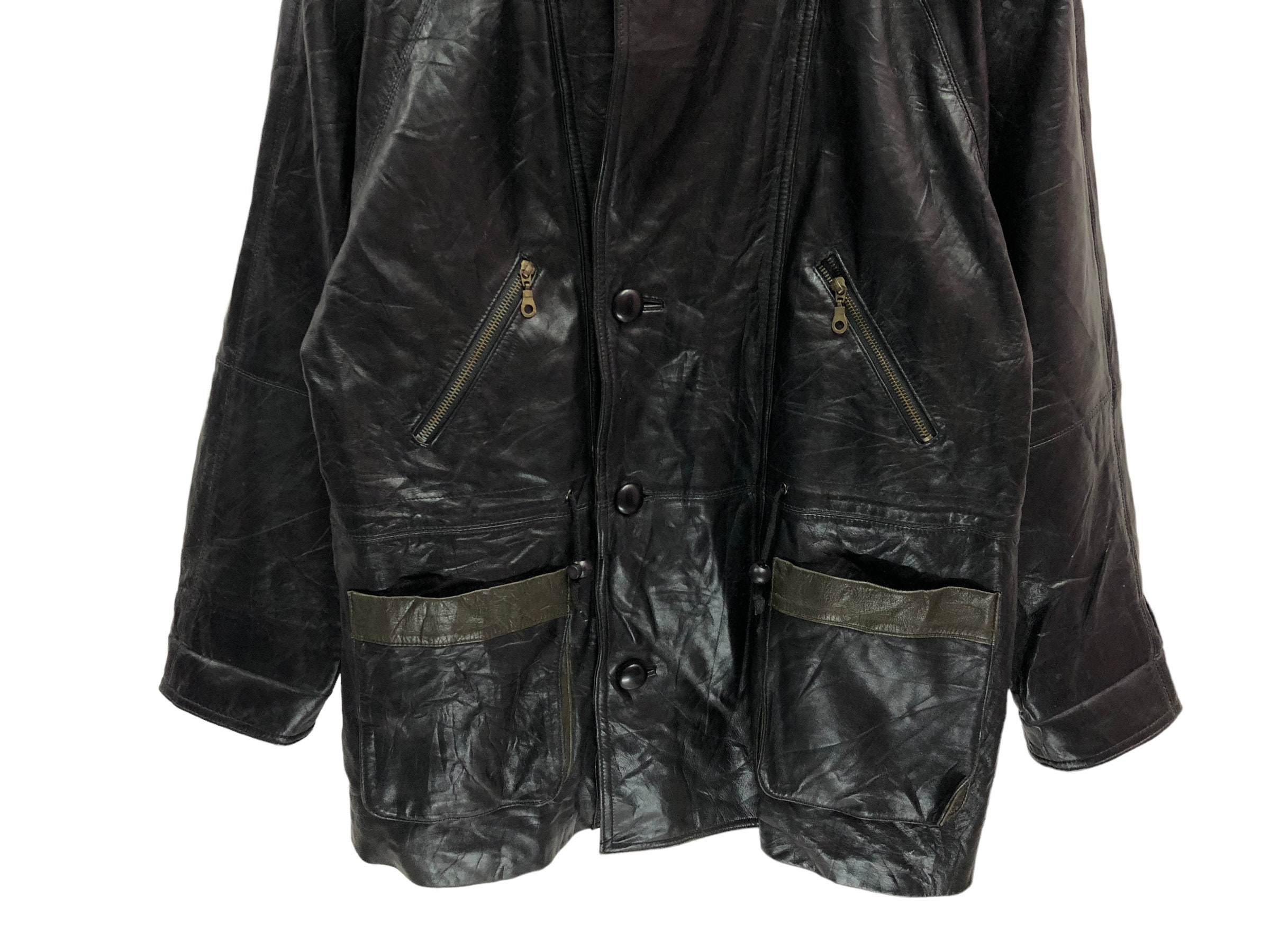Black Leather Jacket Vintage 80s 90s - Etsy