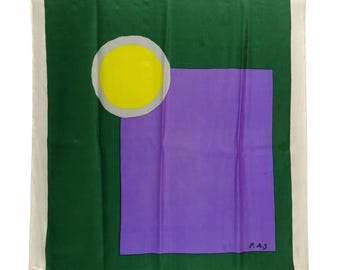 Pañuelo de seda abstracto vintage (73 x 79 cm)