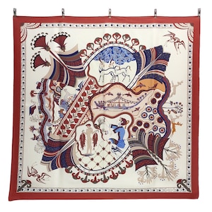 HERMES スカーフ J. Abadie デザイン HERMES エルメス カレ90 J.Abadie スカーフ 美品 テラコッタ