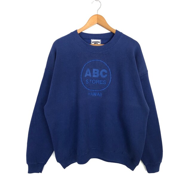 ABC Stores Hawaii Big Logo Embroidery Pullover Jumper Sweatshirt Hawaii Beach Surfwear Style Vintage 90s