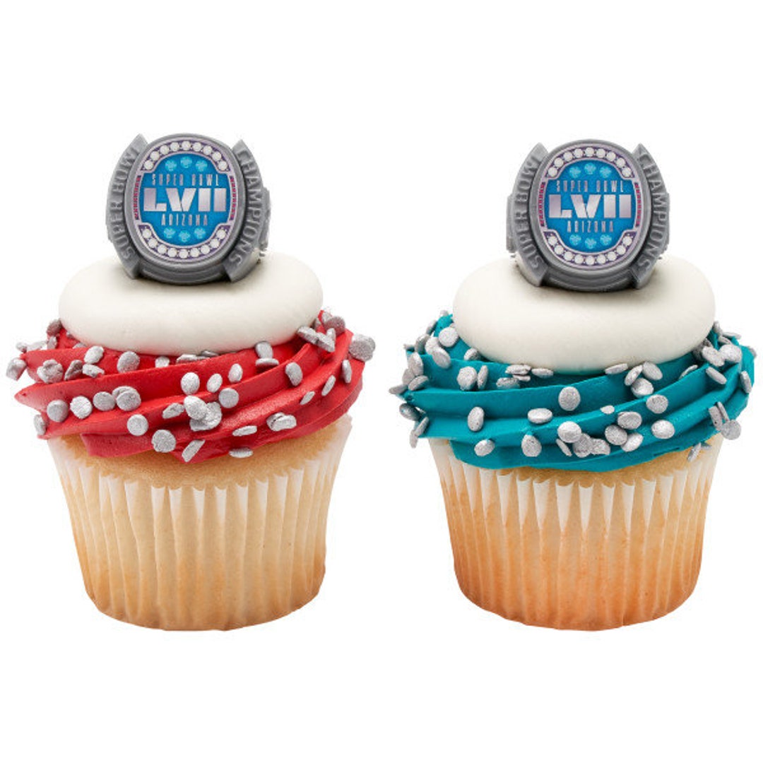 12 Superbowl Super Bowl LVII Football Cupcake Rings Toppers Decorations