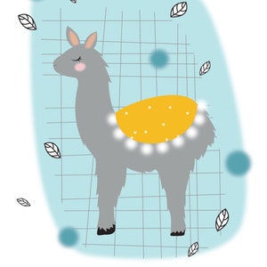 Illustration lama, format A4, papier satiné