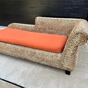 Vintage Rattan Woven Wicker Chaise Lounge Daybed