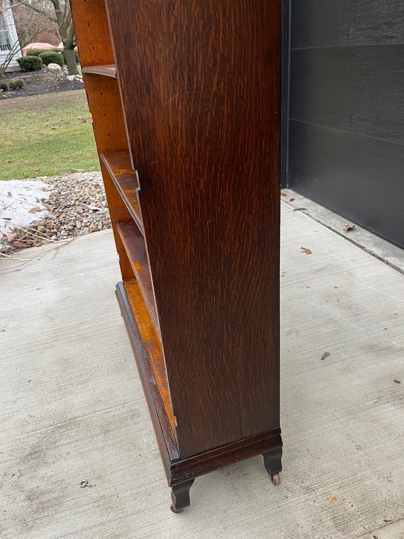 Rare Antique Tiger Wood Bookcase Shelf Etsy