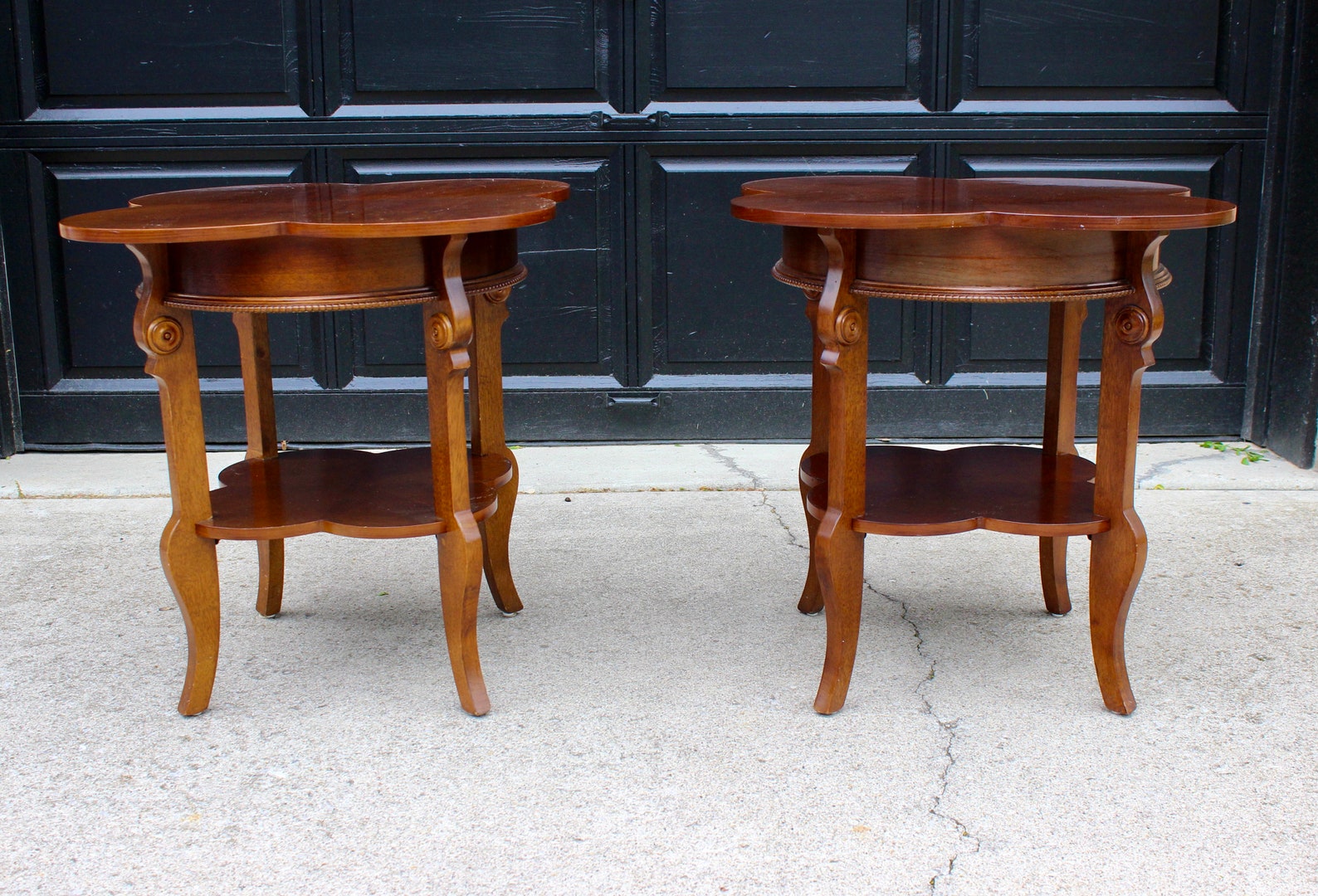 Vintage Four Leaf Clover Wood Side Tables a Pair Etsy