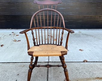 みちこは Windsor arm chair antique Windsor arm chair with rush seat – 86 Vintage
