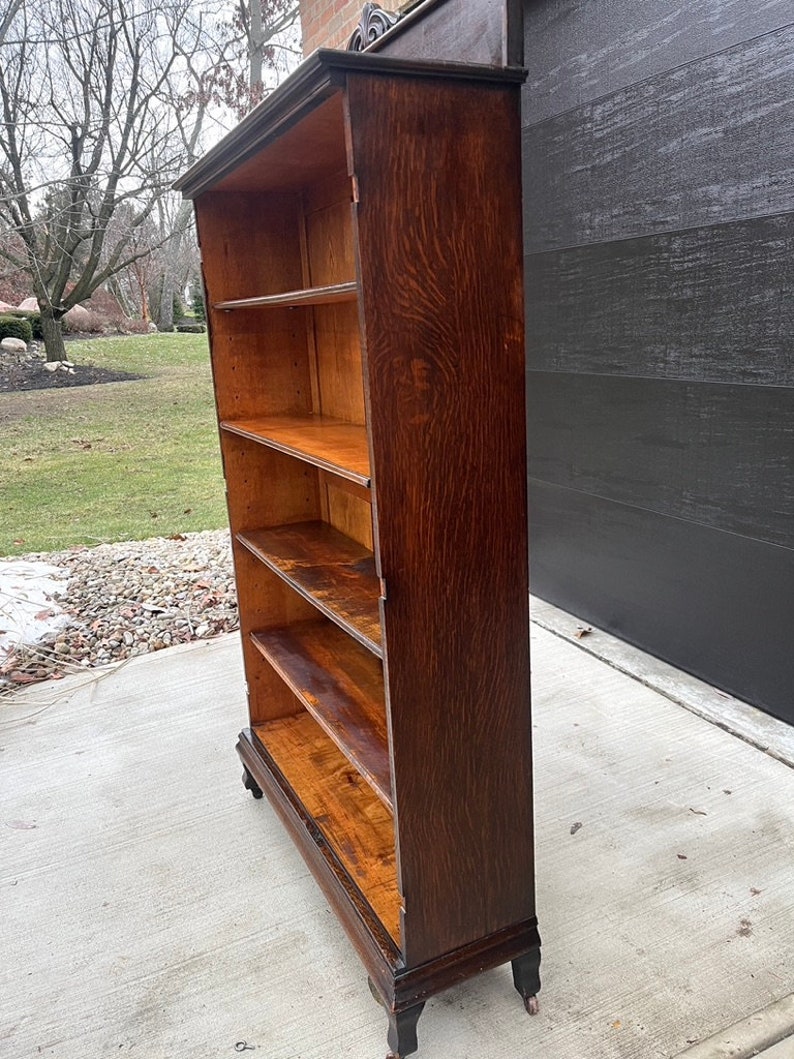 Rare Antique Tiger Wood Bookcase Shelf Etsy