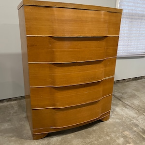 Mid-Century Modern Wave Sculptural Tall Highboy Dresser