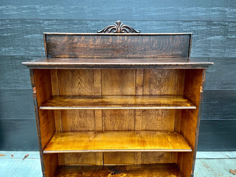 Rare Antique Tiger Wood Bookcase Shelf Etsy