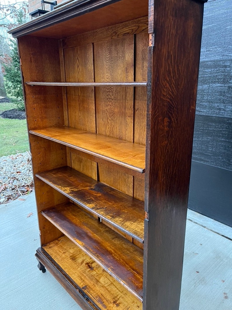Rare Antique Tiger Wood Bookcase Shelf Etsy