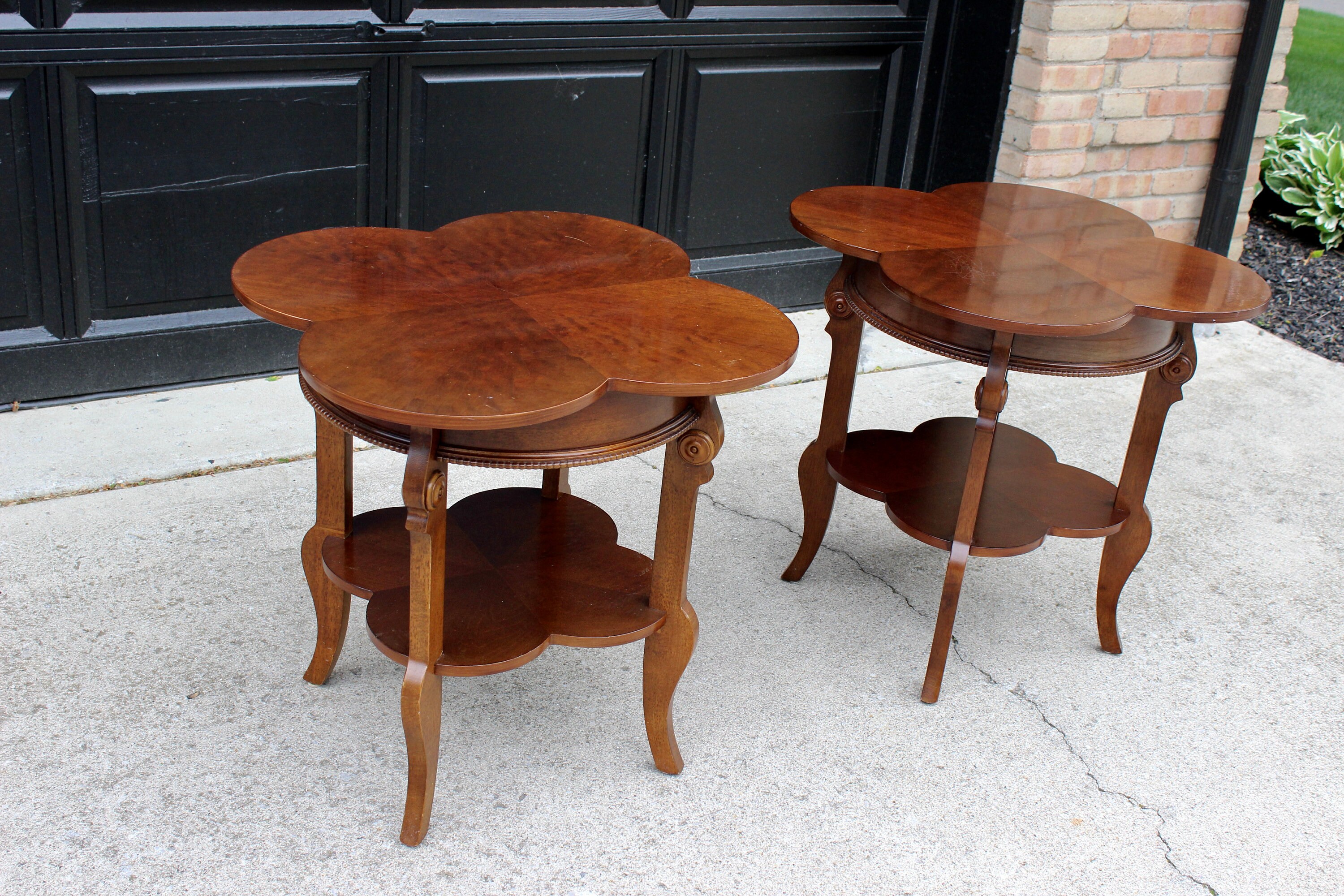 Vintage Four Leaf Clover Wood Side Tables a Pair Etsy