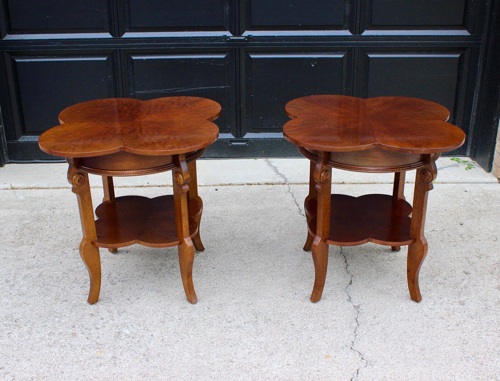 Vintage Four Leaf Clover Wood Side Tables a Pair Etsy