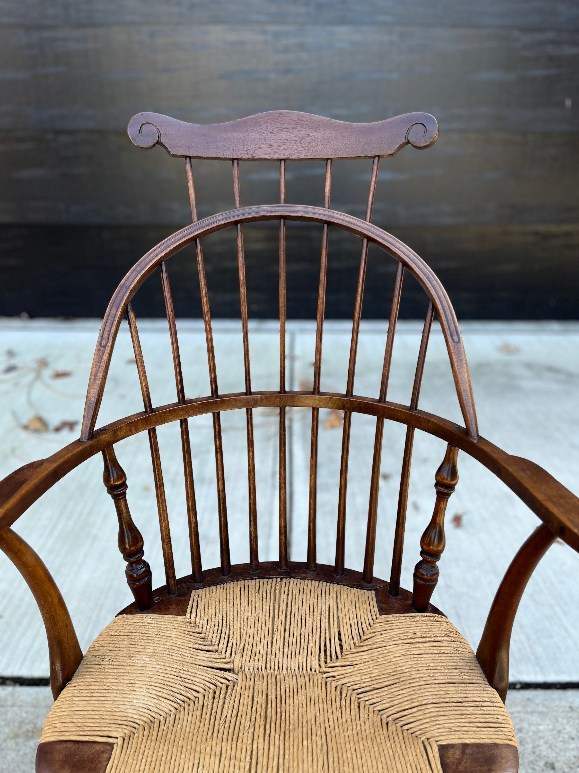 家具 Vintage Windsor chair Antique Windsor Arm Chair With Rush Seat - Etsy